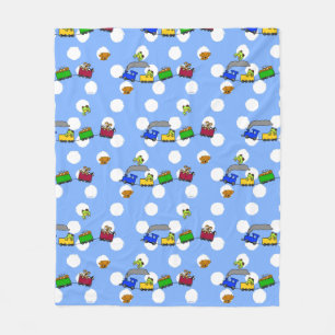 KiniArt Little Boys Trains Fleece Blanket