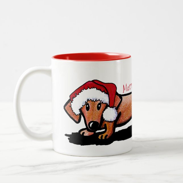 KiniArt Little Red Dackel Weihnachten Tasse (Links)