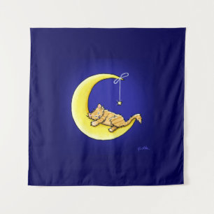 KiniArt Lunar Liebe Orange Kitten Wandteppich