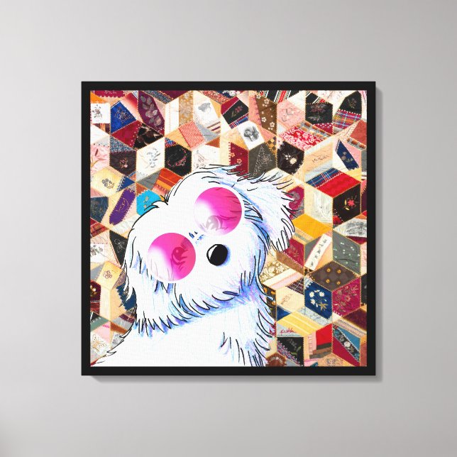 KiniArt Maltese Crazy Quilt Leinwanddruck (Vorderseite)