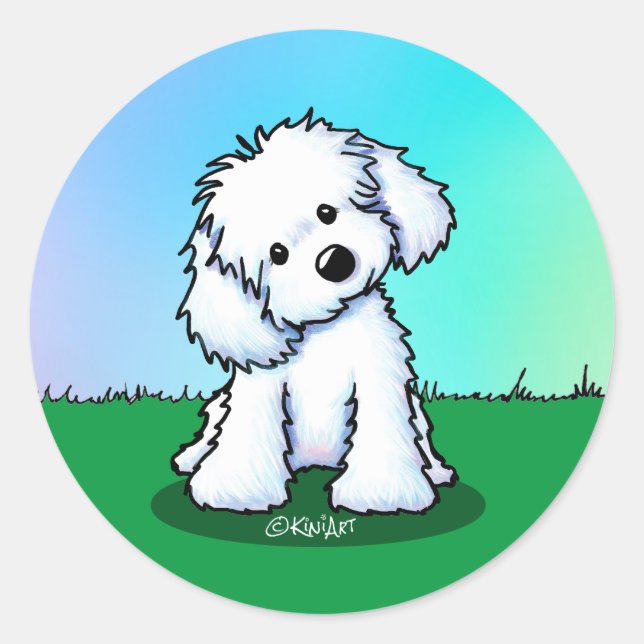 KiniArt Maltese Runder Aufkleber (Vorderseite)