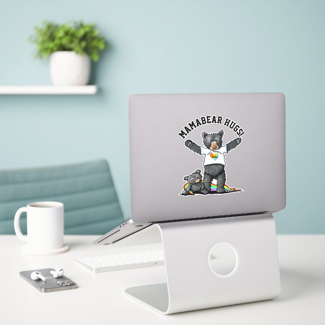 KiniArt Mamabear Hugs Sticker (Laptop auf Schreibtisch)