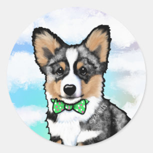KiniArt Merle Corgi Runder Aufkleber