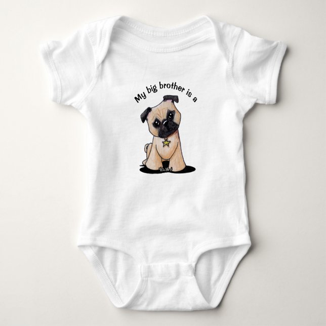 KiniArt Mops-kleiner Bruder Baby Strampler (Vorderseite)