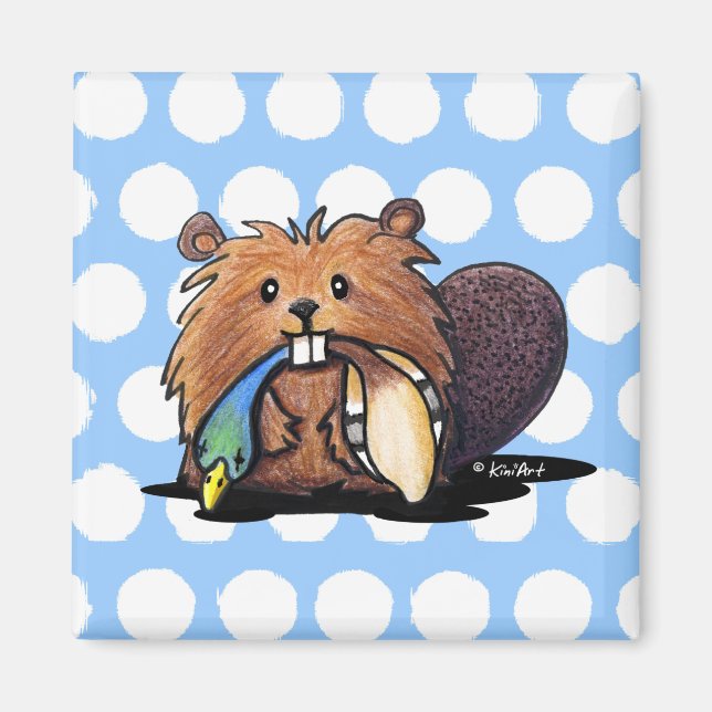 KiniArt Niedlich Beaver Magnet (Vorne)