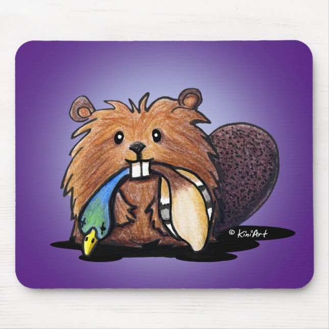 KiniArt Niedlich Beaver Mousepad (Vorne)