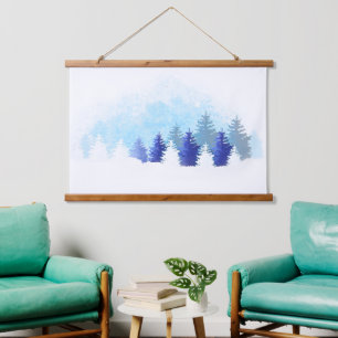 KiniArt Pacific Nordwest Winter Wandteppich Mit Holzrahmen