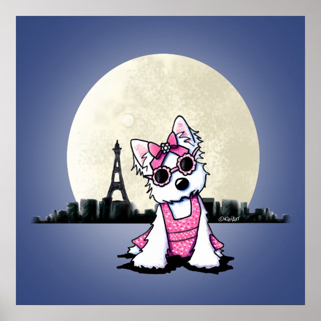 KiniArt Paris Night Olivia Westie Poster (Vorne)
