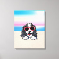 KiniArt Parti Cocker Spaniel Dog Beach Leinwand Pr