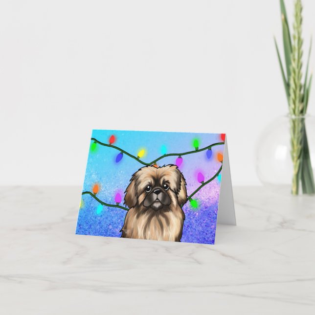 KiniArt Pekingese Weihnachtskarte Feiertagskarte (Vorderseite)