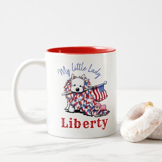 KiniArt Petcature LIBERTY Portrait Zweifarbige Tasse (Mit Donut)