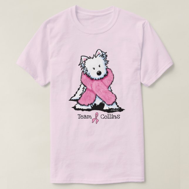 KiniArt Pink Ribbon Westie Team T - Shirt (Design vorne)
