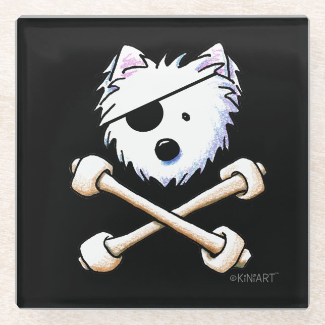 KiniArt Pirate Westie Crossbones Untersetzer (Vorderseite)