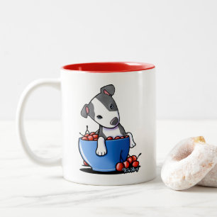 KiniArt Pitbull-Welpen-T-Shirt Zweifarbige Tasse