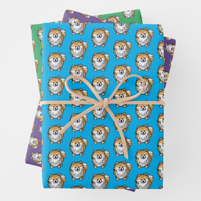 KiniArt Pom Wrapping Paper Flat Sheet Set 3 Geschenkpapier Set (Beispiel)