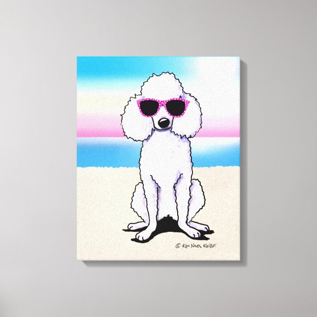 KiniArt Poodle Beach Dog Leinwanddruck (Vorderseite)