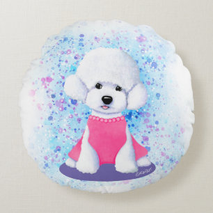 KiniArt Poodle Round Pillow Rundes Kissen