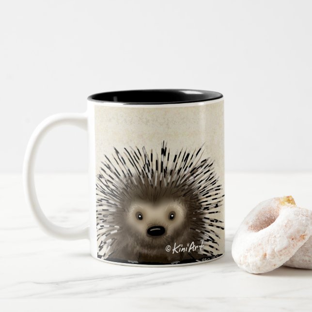 KiniArt Porcupin Zweifarbige Tasse (Mit Donut)