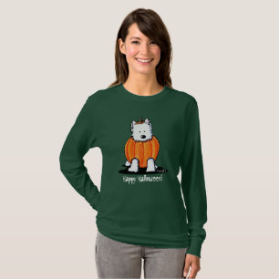 KiniArt Punkin Westie Ladys Dark LS T - Shirt