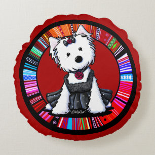 KiniArt Quinceañera Westie Rundes Kissen