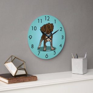 KiniArt Roan Brittany Dog Clock Große Wanduhr