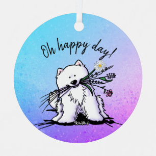 KiniArt Samoyed Classic Round Sticker Ornament Aus Metall