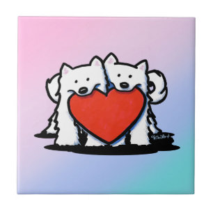 KiniArt Samoyed Heartfelt Duo Fliese