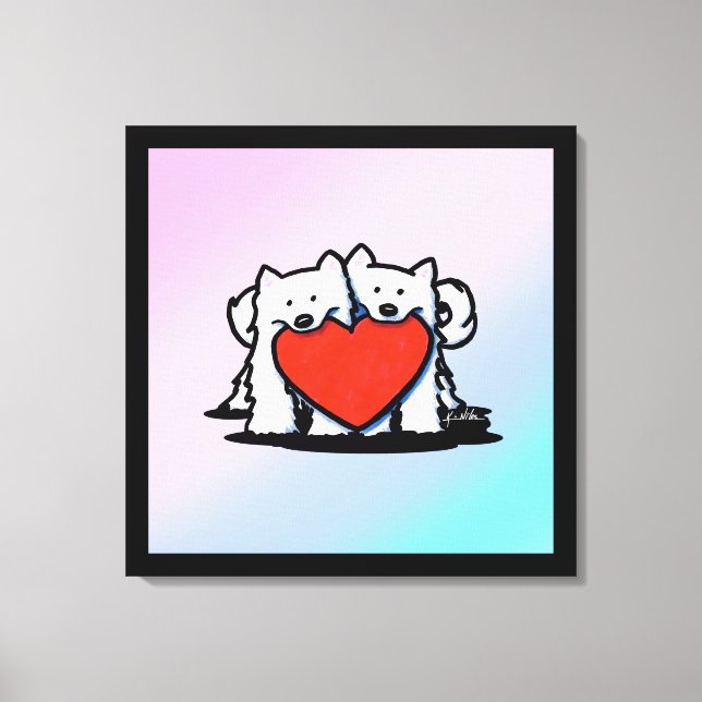 KiniArt Samoyed Liebe Leinwanddruck (Vorderseite)
