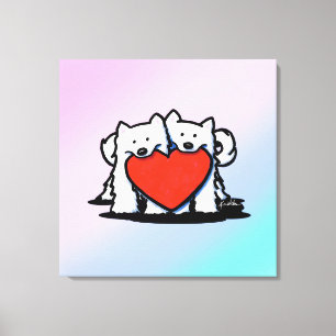 KiniArt Samoyed Liebe Leinwanddruck