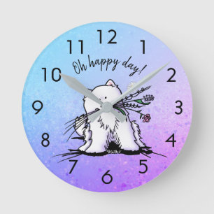 KiniArt Samoyed Runde Wanduhr