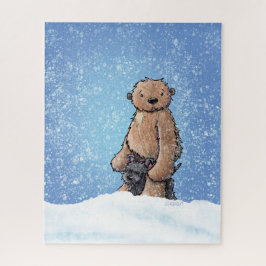 KiniArt Sasquatch Snowy Bigfoot & Scottie Dog Puzzle