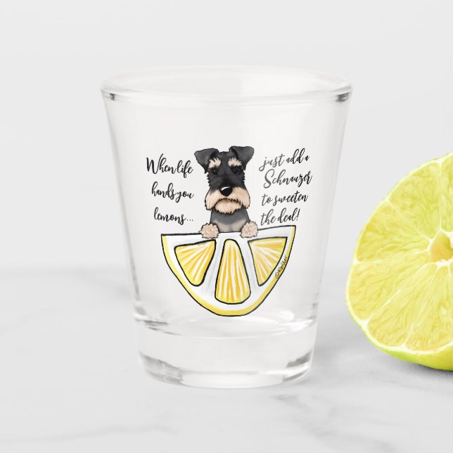 KiniArt Schnauzer Life Lemons Shot Glass Schnapsglas (Vorderseite)
