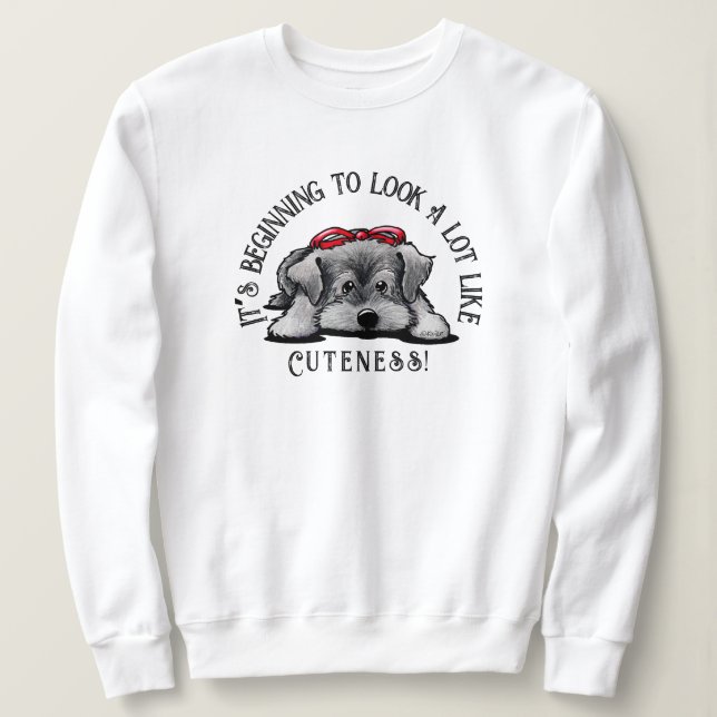 KiniArt Schnauzer Welpe Christmas Sweatshirt (Design vorne)