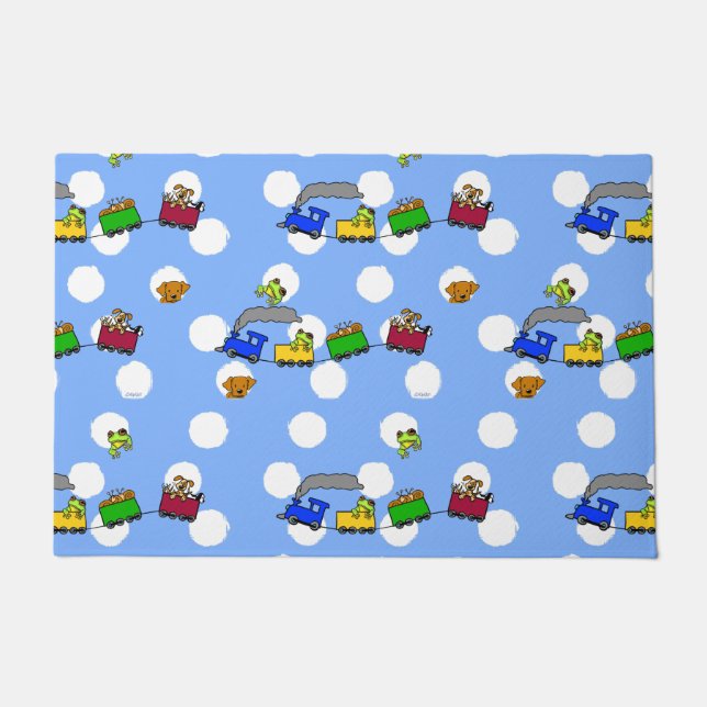 KiniArt Schnecken Züge und Welpen Hunde Fußmatte (Vorderseite)