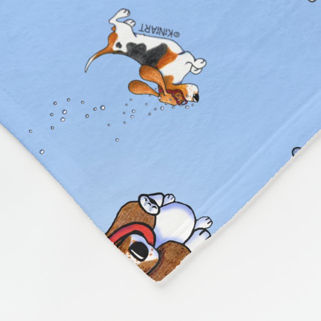 KiniArt Schnorcheln Basset Hounds Sherpa Blanket Fleecedecke (Ecke)