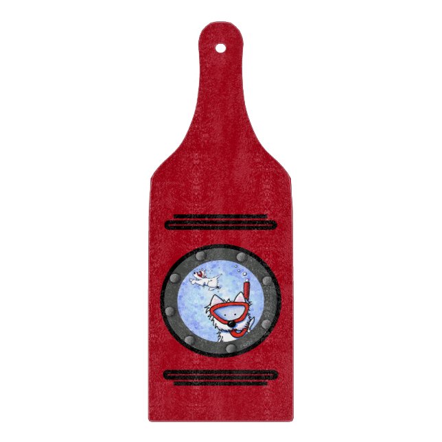KiniArt Schnorcheln Westie Porthole Schneidebrett (Vorderseite)