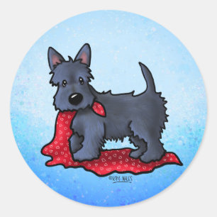 KiniArt Scottie Puppy Runder Aufkleber