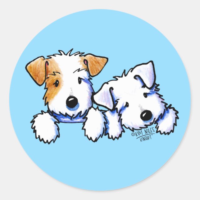 KiniArt Sealyham Terriers Runder Aufkleber (Vorderseite)