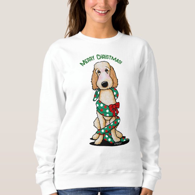 KiniArt Shaved Goldendoodle Weihnachten Sweatshirt (Vorderseite)