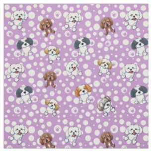 KiniArt Shih Tzu Hunde auf Lila Stoff