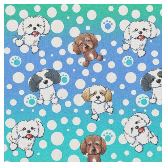 KiniArt Shih Tzu Hunde Multicolor Stoff (Nahaufnahme)