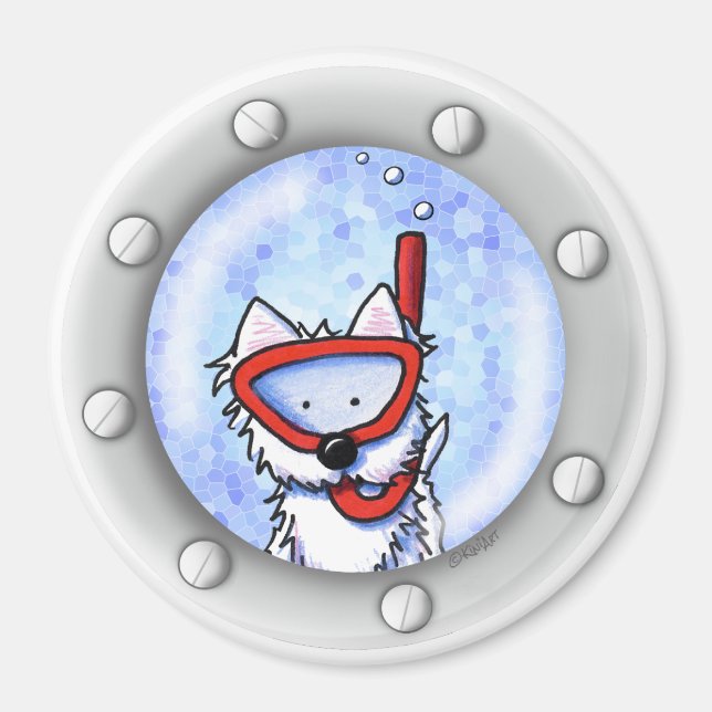 KiniArt Snorkel Westie Porthole Magnet (Vorne)