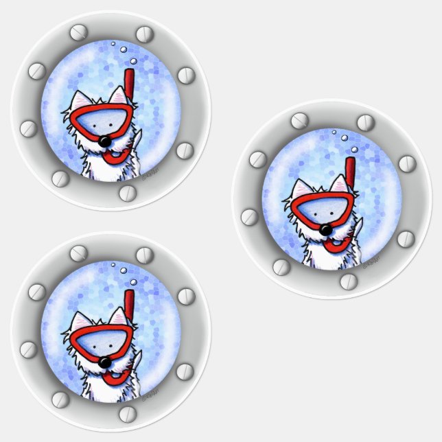 KiniArt Snorkel Westie Porthole Wasserdicht Etiketten (Gruppe)