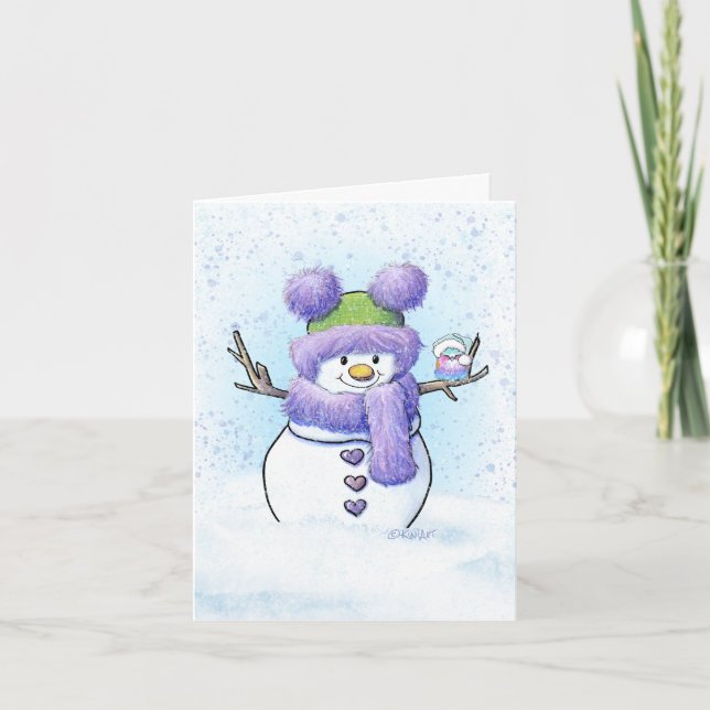 KiniArt Snowman & Bird Karte (Vorderseite)