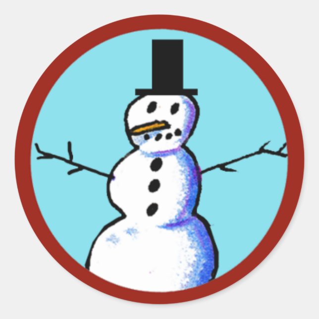 KiniArt Snowman Runder Aufkleber (Vorderseite)