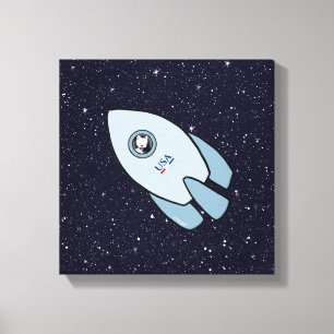 KiniArt Space Rocket Dog Westie Canvas Print Leinwanddruck