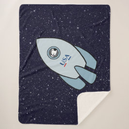 KiniArt Space Rocket Dog Westie Sherpa Blanket Sherpadecke