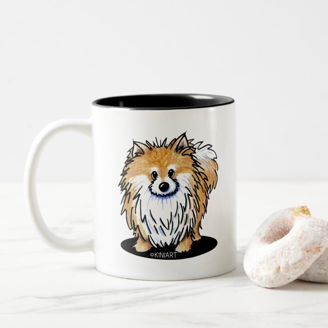 KiniArt-Spitz Zweifarbige Tasse (Mit Donut)