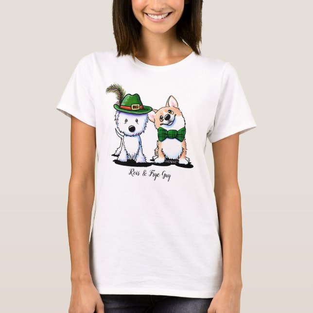 KiniArt St. Paddy's Westie and Corgi T-Shirt (Vorderseite)