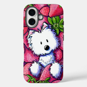KiniArt Strawberries Westie iPhone 16 Hülle